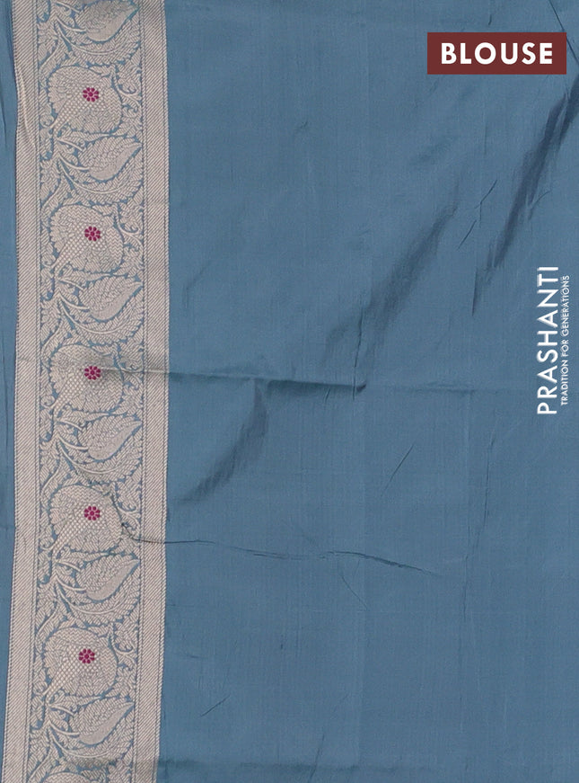 Banarasi uppada silk saree pastel blue with allover zari woven brocade weaves and zari woven border