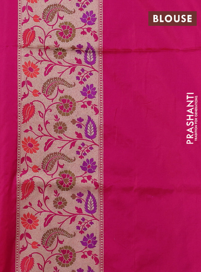 Banarasi uppada silk saree pink with allover zari woven buttas and zari woven floral design paithani border