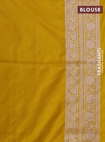 Banarasi uppada silk saree mustard yellow with allover zari woven buttas and zari woven border