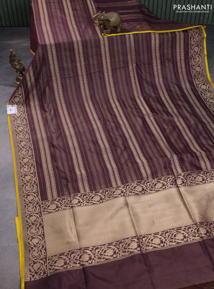 Banarasi uppada silk saree wine shade and yellow with allover thread & zari weaves and zari woven border