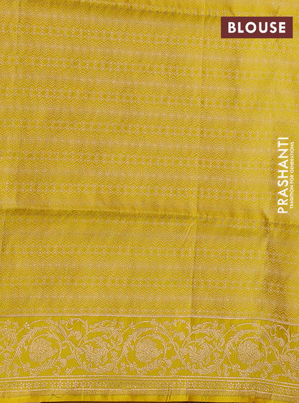 Banarasi uppada silk saree wine shade and yellow with allover thread & zari weaves and zari woven border