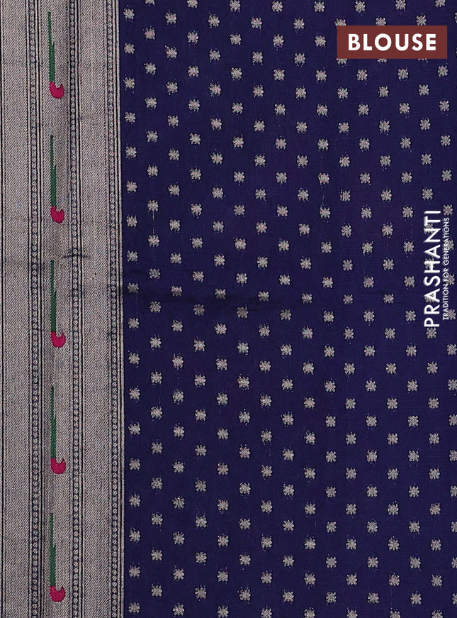Banarasi kota saree pastel blue and peacock blue with zari woven coin buttas and muniya butta border