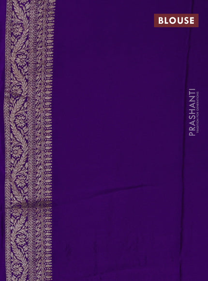 Banarasi crepe saree violet with allover thread & zari woven brocade weaves and woven border