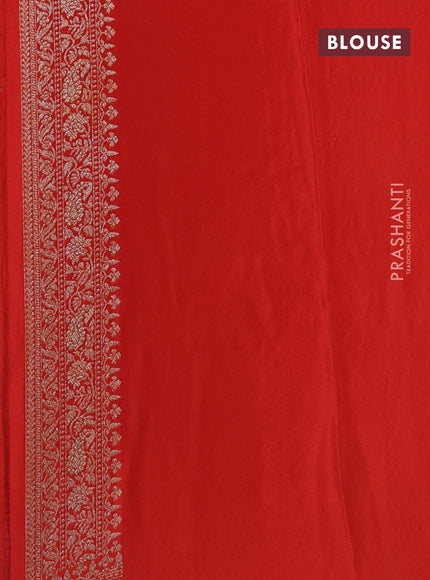 Banarasi crepe saree orange with allover thread & zari woven brocade weaves and woven border