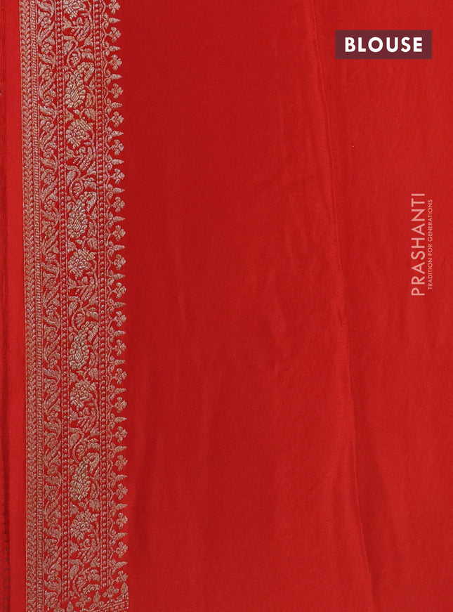 Banarasi crepe saree orange with allover thread & zari woven brocade weaves and woven border
