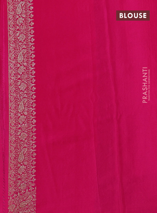 Banarasi crepe saree pink with allover thread & zari woven brocade weaves and woven border