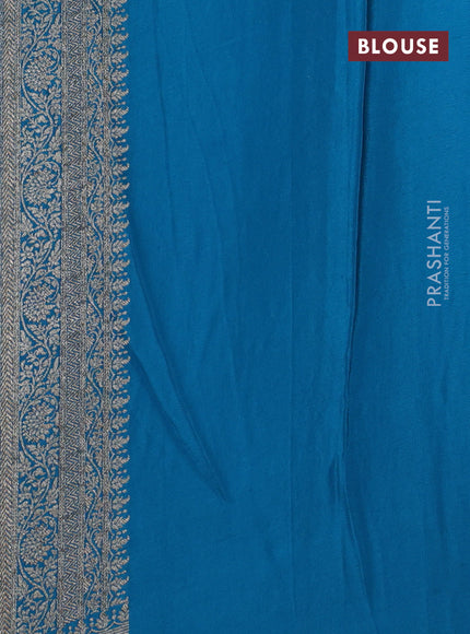 Banarasi crepe saree cs blue with allover thread & zari woven brocade weaves and woven border