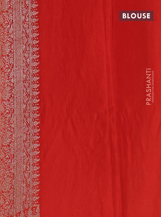 Banarasi crepe saree orange with allover thread & zari woven brocade weaves and woven border