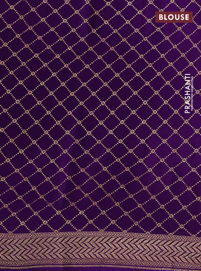 Banarasi crepe saree violet with thread & zari woven buttas and woven border