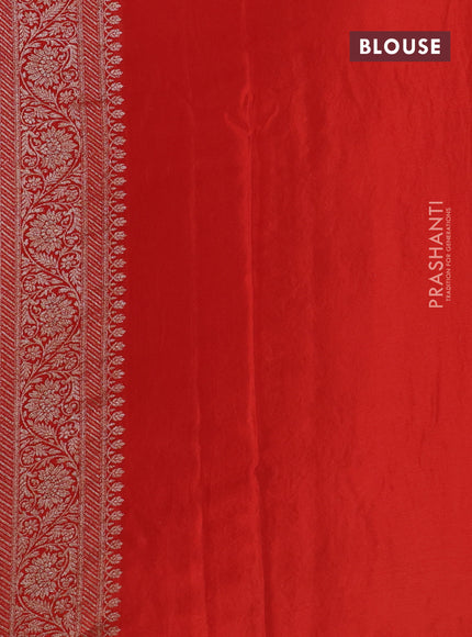 Banarasi crepe saree orange with allover thread & zari woven brocade weaves and woven border