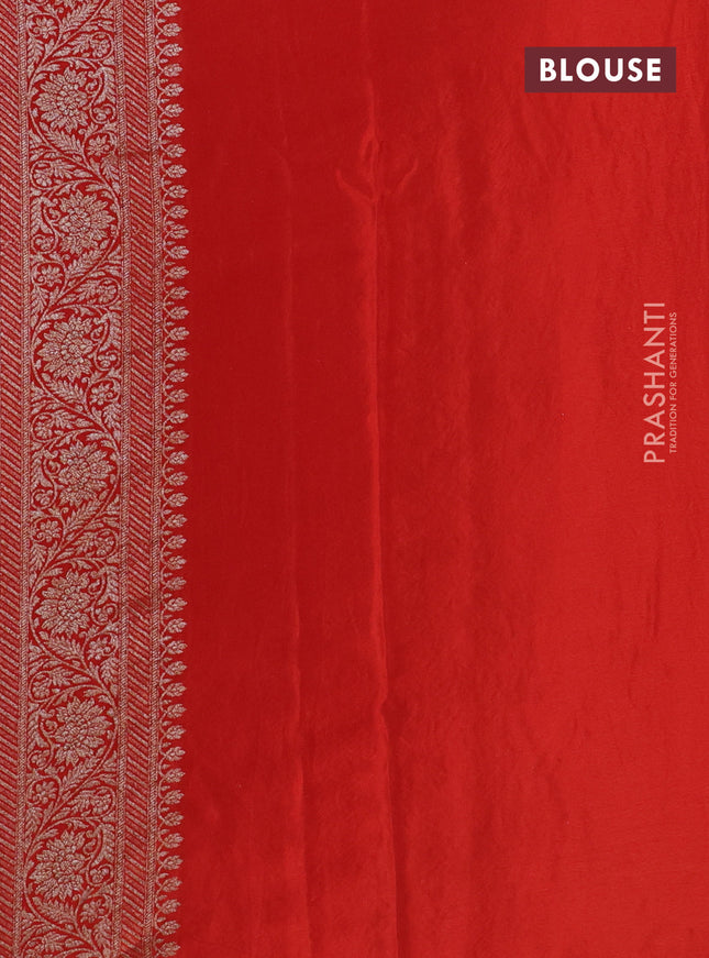 Banarasi crepe saree orange with allover thread & zari woven brocade weaves and woven border