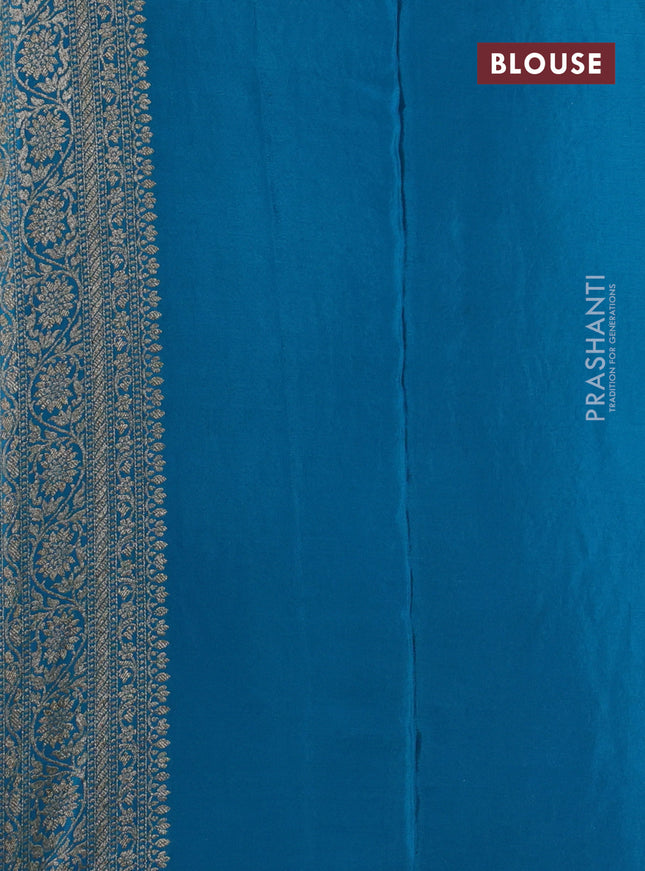 Banarasi crepe saree teal green shade with allover thread & zari woven brocade weaves and woven border