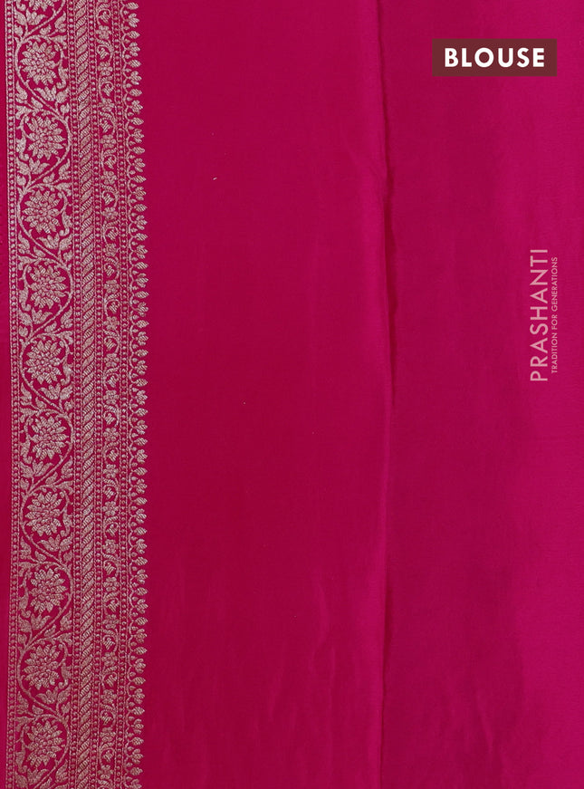 Banarasi crepe saree rani pink with allover thread & zari woven brocade weaves and woven border