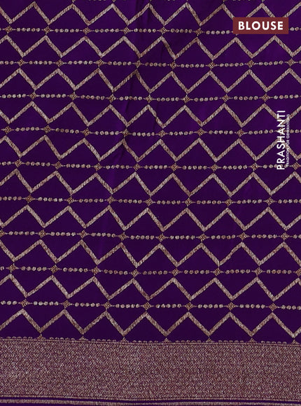 Banarasi crepe saree violet with allover thread & zari weaves and woven border