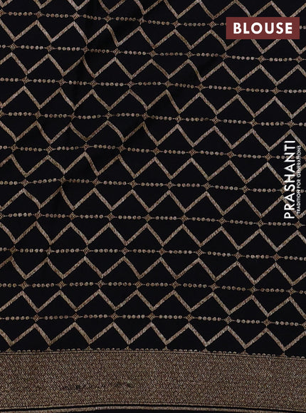 Banarasi crepe saree black with allover thread & zari weaves and woven border