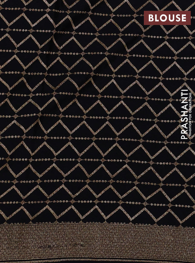 Banarasi crepe saree black with allover thread & zari weaves and woven border