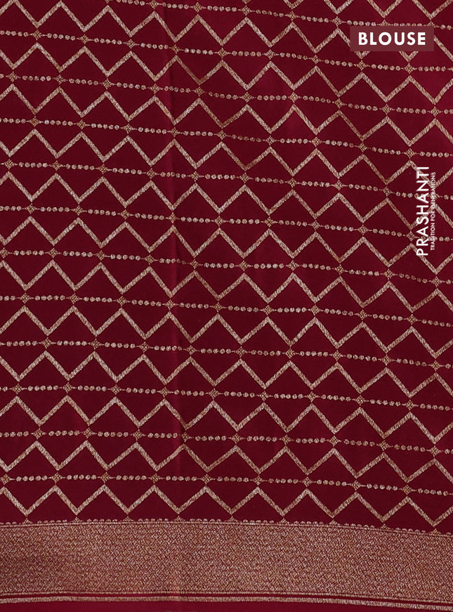 Banarasi crepe saree maroon with allover thread & zari geometric weaves and woven border