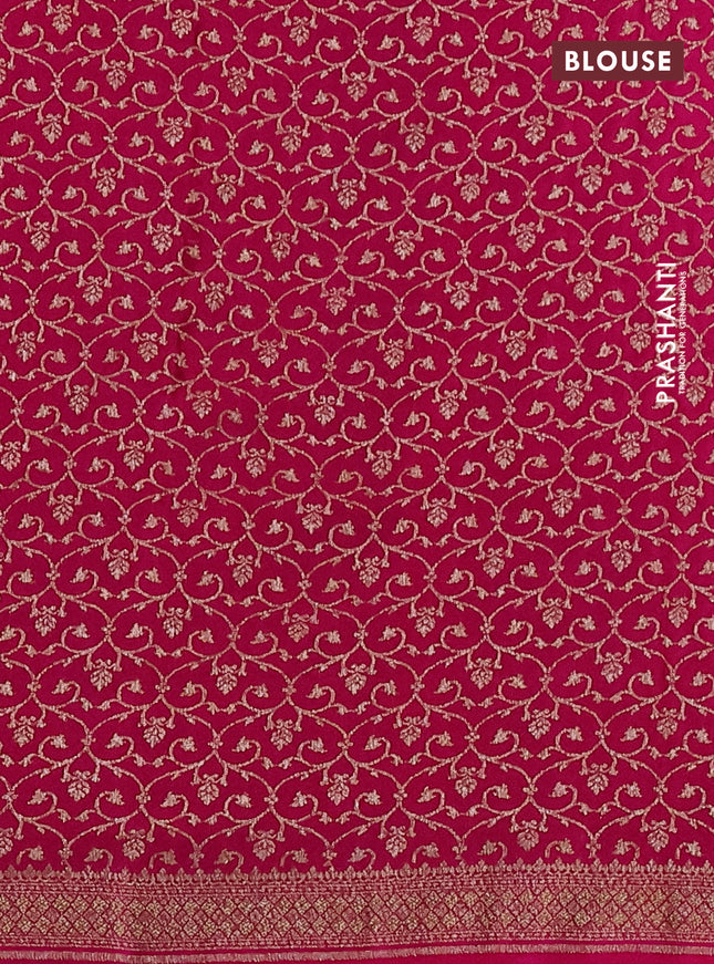 Banarasi crepe saree pink with allover thread & zari geometric weaves and woven border