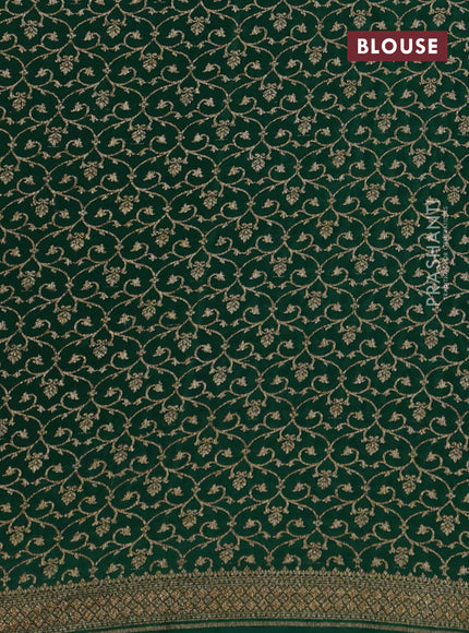 Banarasi crepe saree green with allover thread & zari geometric weaves and woven border