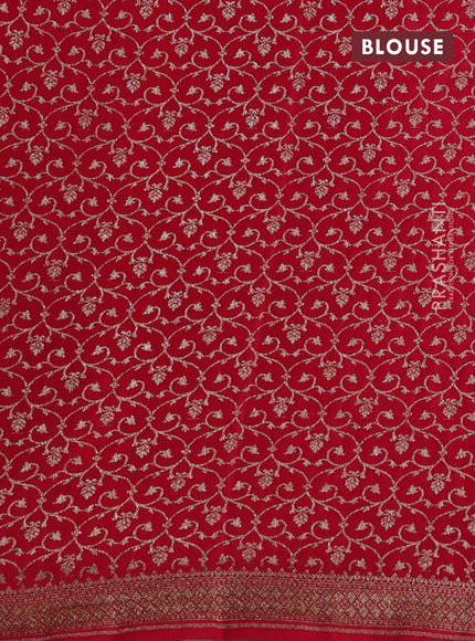 Banarasi crepe saree red with allover thread & zari geometric weaves and woven border
