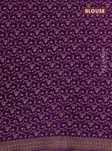 Banarasi crepe saree violet with allover thread & zari geometric weaves and woven border