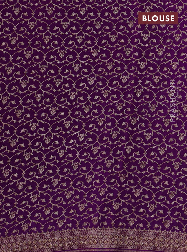 Banarasi crepe saree violet with allover thread & zari geometric weaves and woven border