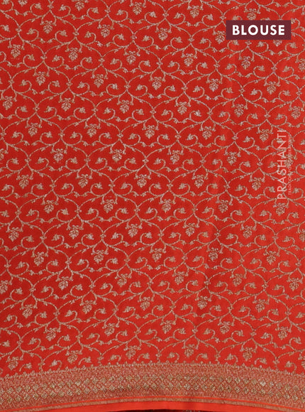 Banarasi crepe saree orange with allover thread & zari geometric weaves and woven border