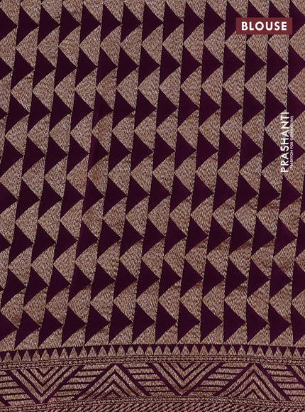 Banarasi crepe saree purple with allover thread & zari geometric weaves and woven border