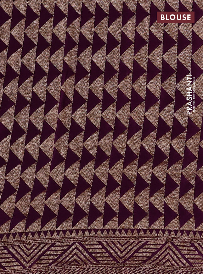 Banarasi crepe saree purple with allover thread & zari geometric weaves and woven border