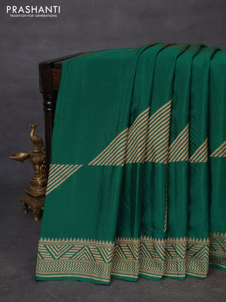 Banarasi crepe saree green with allover thread & zari geometric weaves and woven border