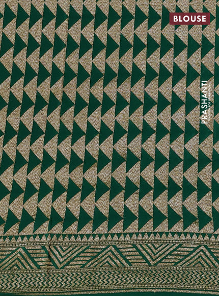 Banarasi crepe saree green with allover thread & zari geometric weaves and woven border