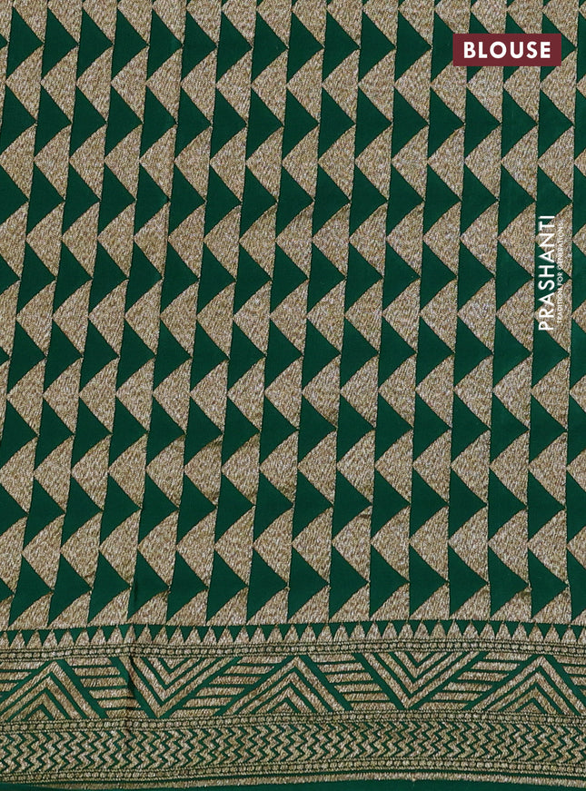 Banarasi crepe saree green with allover thread & zari geometric weaves and woven border