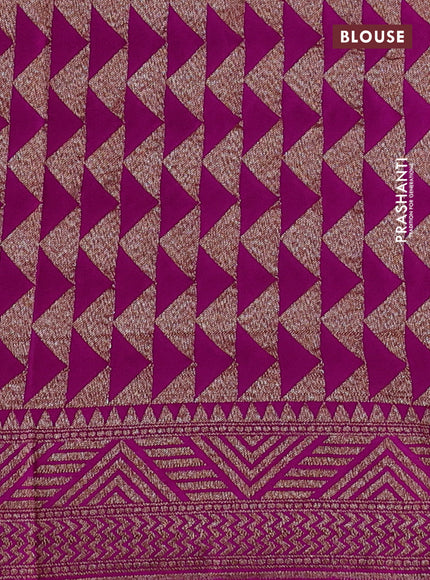 Banarasi crepe saree magenta pink with allover thread & zari geometric weaves and woven border