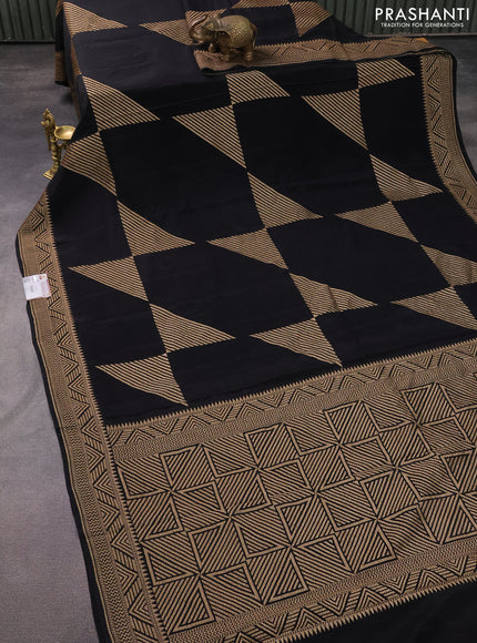 Banarasi crepe saree black with allover thread & zari weaves and woven border