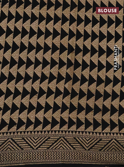 Banarasi crepe saree black with allover thread & zari weaves and woven border