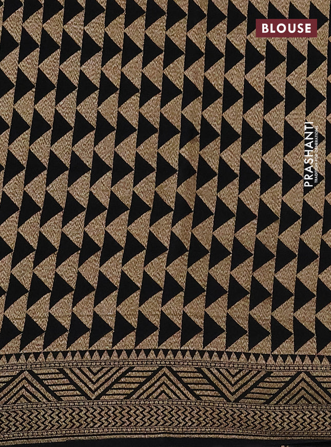 Banarasi crepe saree black with allover thread & zari weaves and woven border