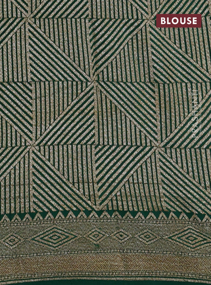 Banarasi crepe saree green with allover thread & zari geometric weaves and woven border