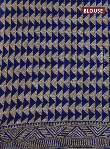 Banarasi crepe saree peacock blue with allover thread & zari geometric weaves and woven border