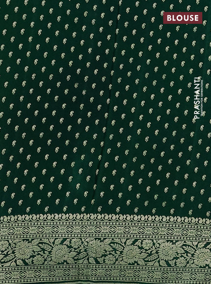 Banarasi crepe saree pista green and green with allover thread & zari weaves and woven border