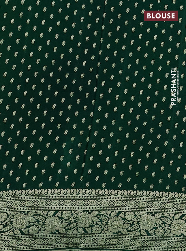 Banarasi crepe saree pista green and green with allover thread & zari weaves and woven border