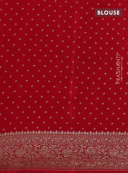 Banarasi crepe saree violet and red with allover thread & zari weaves and woven border