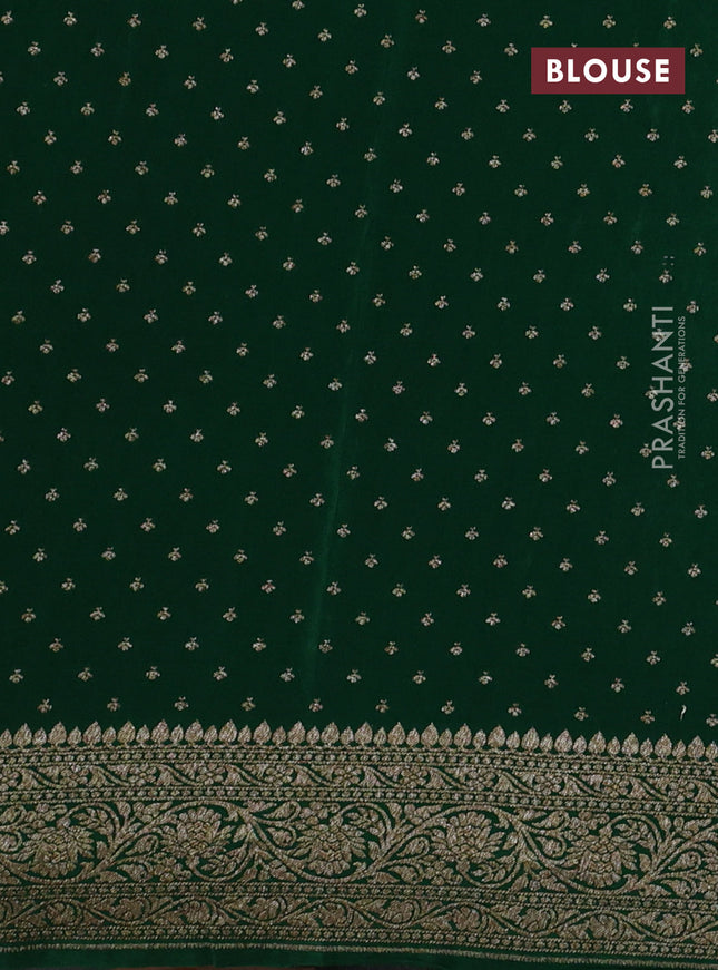 Banarasi crepe saree wine shade and green with allover thread & zari weaves and woven border