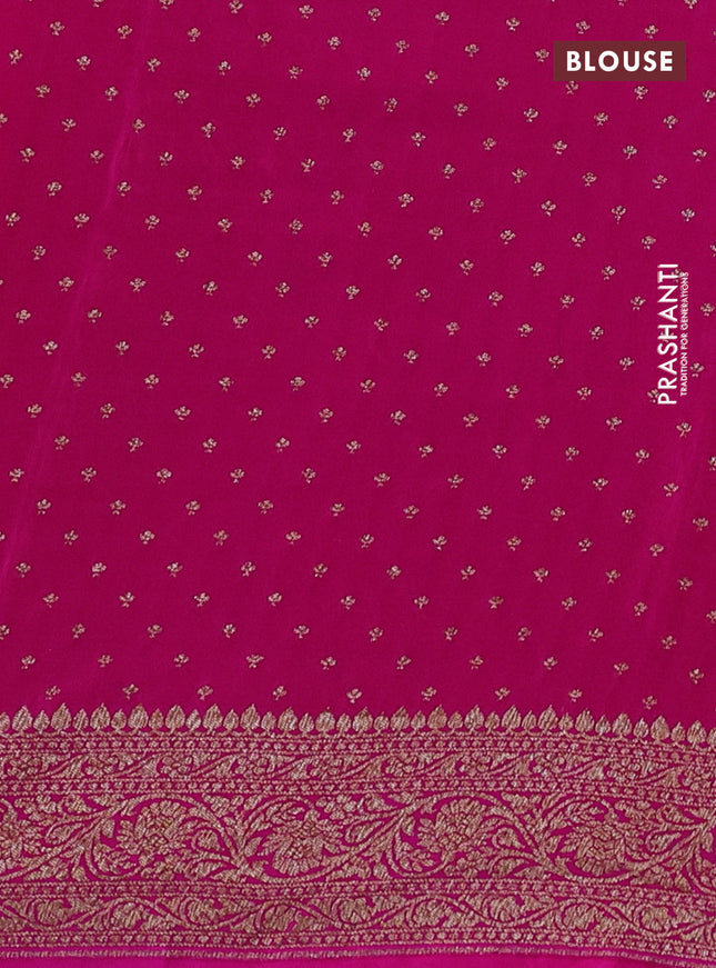 Banarasi crepe saree peacock blue and pink with allover thread & zari weaves and woven border