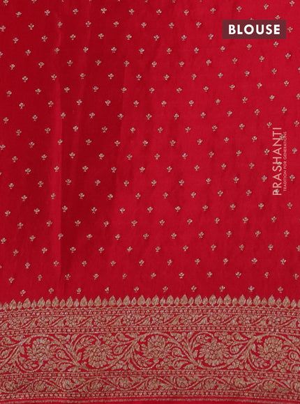 Banarasi crepe saree green and red with allover thread & zari weaves and woven border