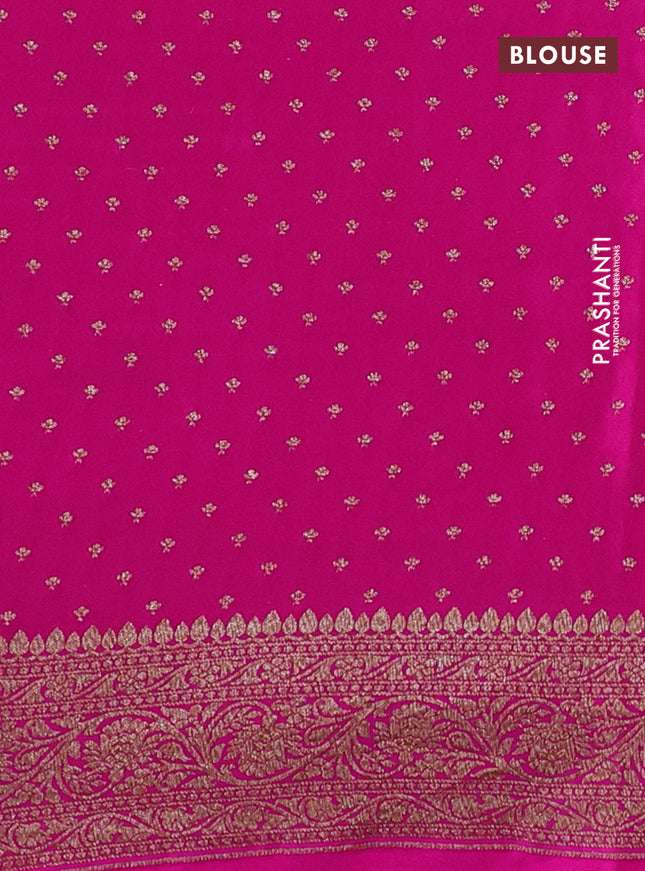 Banarasi crepe saree violet and pink with allover thread & zari weaves and woven border