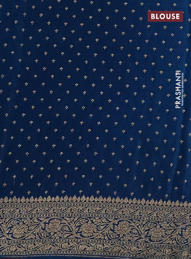 Banarasi crepe saree wine shade and cs blue with allover thread & zari weaves and woven border