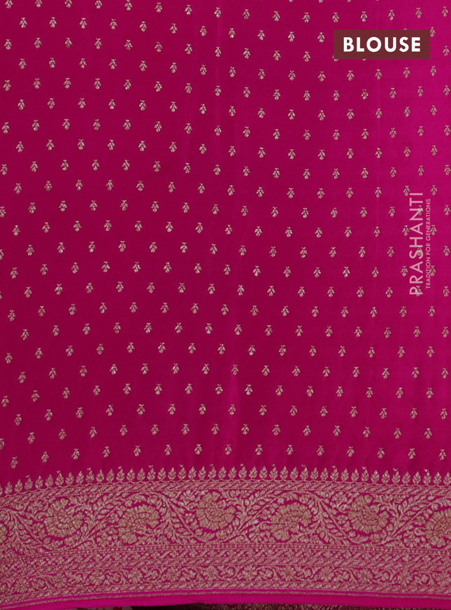 Banarasi crepe saree wine shade and pink with allover thread & zari weaves and woven border