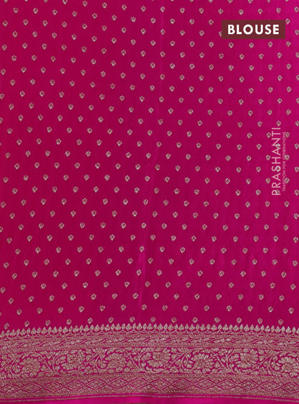 Banarasi crepe saree orange and pink with allover thread & zari weaves and woven border