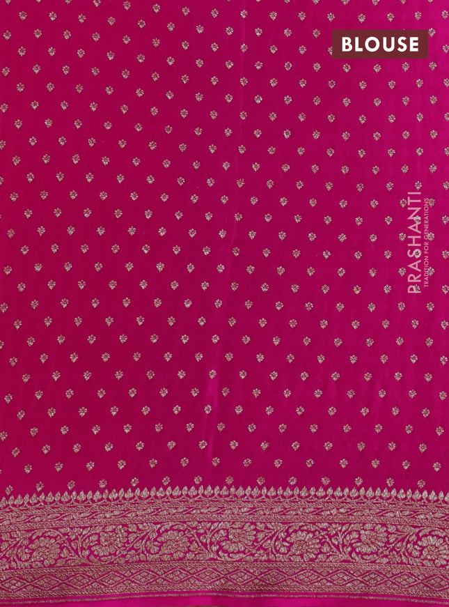 Banarasi crepe saree orange and pink with allover thread & zari weaves and woven border