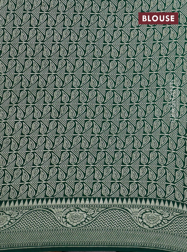 Banarasi crepe saree lime yellow and dark green with allover thread & zari weaves and woven border